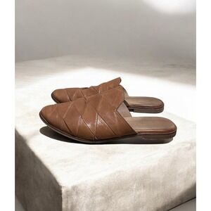 Anthropologie Seychelles To Die For Flats Brown Leather Mule Slides Size 8